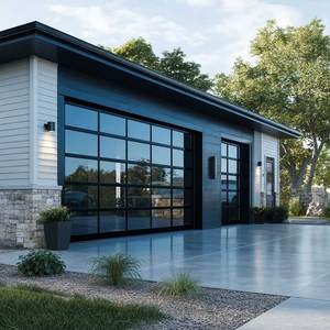 Porte de <span class=keywords><strong>garage</strong></span> sectionnelle à panneaux Sunnysky en aluminium avec verre dépoli isolant et teinté - Product Image 1
