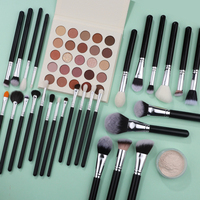 Ensemble de pinceaux de maquillage écologiques noir argent 40pcs poils synthétiques naturels de chèvre poney manche en bois pinceaux cosmétiques marque privée