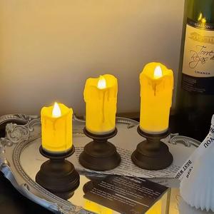 Chandelier à pilier LED à piles Design larme pour anniversaire de mariage Halloween Décoration de la maison Bougies votives - Product Image 1