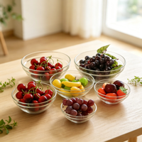 Lot de 5 bols en verre sans plomb, ronds, pour le stockage des aliments (céréales, soupes, salades, pâtes, riz, flocons d'avoine, fruits)