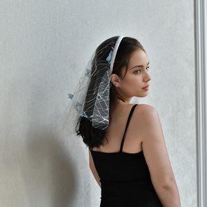 <span class=keywords><strong>Voile</strong></span> en dentelle courte YouLaPan M184 pour femmes, style bandeau avec décoration papillon 3D, adapté aux femmes aux cheveux courts - Product Image 3