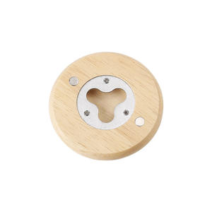 Abridor de Botellas Creativo de Madera, Abridor de Cerveza Magnético de Acero Inoxidable y Madera de Haya Redonda para Refrigerador - Product Image 5