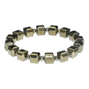 Pulsera <span class=keywords><strong>de</strong></span> Piedras Naturales <span class=keywords><strong>de</strong></span> Pirita Dorada con Cuentas para Hombre, Estilo Espiritual y Personalizado - Product Image 1