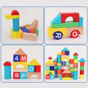 80Pcs English Abc Letter Learning Environmental Paint Wooden <b>Building</b> <b>Blocks</b> for Kids - Product Image 3