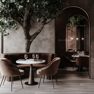 Ensembles de meubles d'hôtel de <span class=keywords><strong>restaurant</strong></span> commercial de luxe haut de gamme sièges de stand en velours à personnalisation royale cafés en marbre durables - Product Image 5