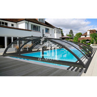 L41.8'X W21.0 'X H4.8'FT Teleskop versenkbare Schwimmbad gehäuse abdeckung mit UV-Schutz Polycarbonat platten
