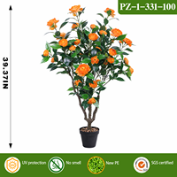 Plantes artificielles en plastique orange camélia RUOPEI en gros, fleurs artificielles, arbre pour la décoration de la maison, jardin, décoration intérieure et extérieure