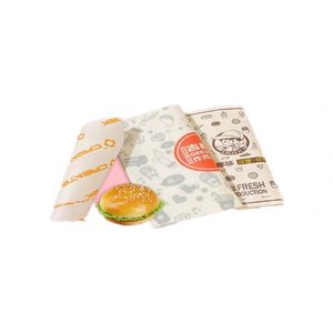 Papier d'emballage pour hamburgers avec logo imprimé personnalisé, qualité alimentaire, résistant à la graisse, papier d'emballage alimentaire ciré - Product Image 2