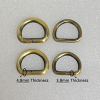 Anello a D in ferro ottone anticato per cinghie di borse, fibbia a D, accessori per borse in denim e capi d'abbigliamento, varie spessori di filo