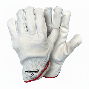 ถุงมือเซฟตี้หนังวัวลายเส้นสีขาวสำหรับงานอุตสาหกรรม - Product Image 1