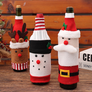 Venta al por mayor de Navidad de punto fundas de botella de dibujos animados de muñeco de nieve bolsas de botella de vino con diseño creativo de felpa - Product Image 3