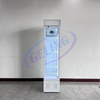 Réfrigérateur congélateur commercial vertical à porte en verre unique pour bar, boisson, bière, affichage avec lumière LED