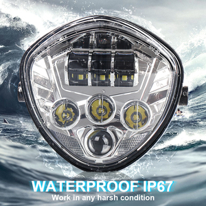 Faro Delantero para Motocicleta OVOVS de 7 Pulgadas con Soporte de Abrazadera, Fondo Rojo, Luz DRL Blanca, Luz Alta/Baja para Motocicleta Honda Yamaha Triumph - Product Image 4