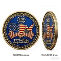 Pièce de monnaie commémorative 3D patriotique en gros pour le 250e anniversaire, pièce de collection à thème drapeau et croix pour souvenirs
