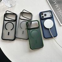 Étui de téléphone portable avec protection d'objectif et support pliable pour iPhone 17 Pro Max 16 15 Plus 14 13 12, avec support magnétique
