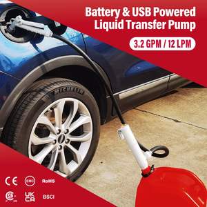 Pompa Elettrica 12V per Trasferimento Liquidi, Doppia Alimentazione USB-C e 4 Batterie AA, in Plastica e Gomma per Acqua, Olio, Carburante, Auto e Barche - Product Image 5