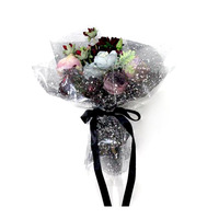 Papier d'emballage en maille florale de style coréen avec des points blancs pour la décoration florale, papier d'emballage pour bouquet, bricolage