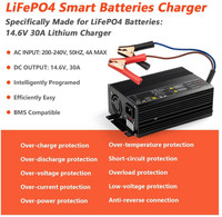 Chargeur de batterie au lithium LifePO4 14,6 V 30 A, maintien de charge pour batterie Li-ion Lipo LiFePO4 12 V 12,8 V 14,6 V