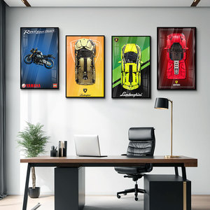 Khối xây dựng tường ba chiều Xe đua mô hình Diecast đồ chơi 1:16 quy mô dẫn Treo Khung Ảnh unisex trang trí phòng ngủ - Product Image 1