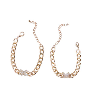 Conjunto de pulsera y tobillera con dijes de mariposa, diseño geométrico con engaste de garra de aleación de zinc, joyería de fiesta para mujer - Product Image 5