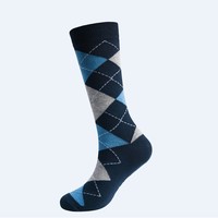Chaussettes pour hommes Burlington Basic à motif Argyle, lot de 2 paires, coton, boîte cadeau, mélange bleu 0070 36-41