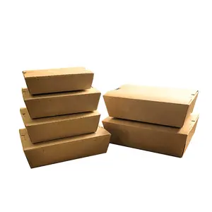 Caja de embalaje de papel kraft desechable, caja de embalaje de papel kraft para ensalada, comida rápida, pollo frito