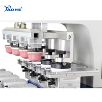 Machine d'impression par tampographie semi-automatique pneumatique quatre couleurs pour stylos/bouteilles de crème