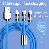 MFI 3 en 1 120w fil de silicone super rapide usb type c câble de charge pour iPhone 14 13 12 11 pro max Samsung Android