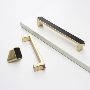 Schwarze Leder möbel griffe Gold Zink legierung Schrank Schubladen griff Luxus Kleider schrank zieht Kommode Türgriffe - Product Image 4