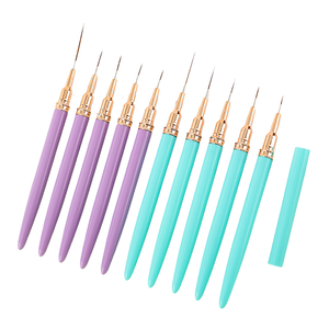 Ensemble de pinceaux pour nail art transfrontalier, manche en plastique, poils en nylon, 5 pièces, ultra-fins, pour détails, sculpture, coloration et dessin floral - Product Image 6