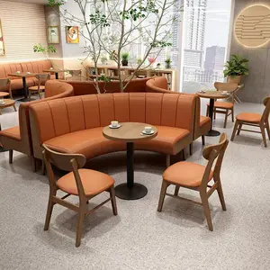 Cheap Modern Design Solid Wood Leather Seat Restaurant Booth Seating Furniture Chair Set Sofa For Restaurant And Coffee Shop