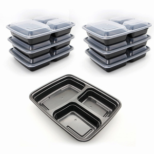 3 compartment Durable Bento Lunch Box Reusable Plastic Food Meal Prep Containers BPA free