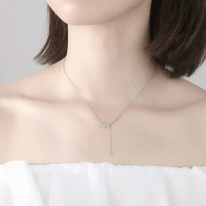 Collana con Ciondolo a Doppia C Semplice per Donne, Elegante Catena per Clavicola, Gioielli Minimalisti alla Moda - Product Image 5