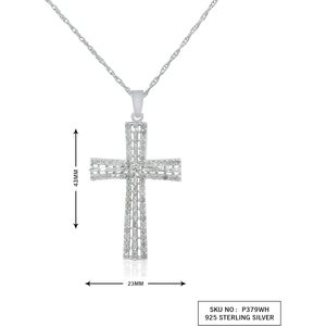 Collier pendentif croix en diamant Jewelspaark 1,13 carats en argent sterling 925 plaqué rhodium, taille brillant, chaîne de 18 pouces pour femme - Product Image 3