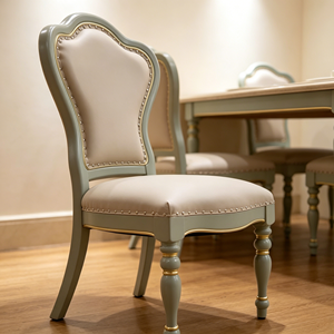 Traditional Tufted <b>Back</b> Dining <b>Chair</b> PU Leather Seat Wood Legs Antique Style Durable Comfortable for Dining Room Home Furniture - Product Image 6