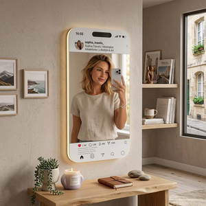 Custom LED Social Media <b>Mirror</b> Illuminated Framed Vanity <b>Mirror</b> Sensor Touch Control for Salon Cafe <b>Bathroom</b> - Product Image 2