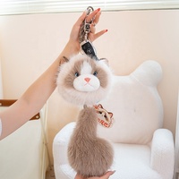 Porte-clés en peluche en forme de chat de dessin animé de haute qualité, vente en gros, sans MOQ, coussin en peluche personnalisé, jouets en peluche promotionnels en forme de beignet