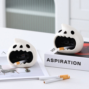 Cute Halloween Ghost Ashtray White Teardrop Shape Desktop Ornament For Smoking Gift - Product Image 1