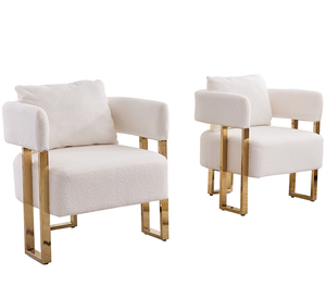 Fauteuil d'appoint moderne capitonné pour salon avec pieds en métal doré, sans roulettes, pour bureau à domicile et espace de dressing de chambre - Product Image 5