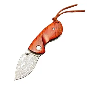 高品质67层VG10大马士革钢刀片，带红木手柄迷你折叠刀