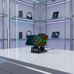 Base de Carga Inalámbrica Magnética 5 en 1 con Reloj Despertador Digital, Cargador Portátil para Hogar, Oficina y Viajes - Product Image 1