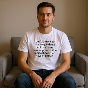 Camiseta divertida con meme y texto sobre medicamentos que no ayudan, camiseta con eslogan, humor incómodo, camiseta con declaraciones inapropadas - Product Image 3