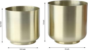 ชุดกระถางต้นไม้กลางแจ้ง/ในร่มทำจากโลหะสีทอง2ชุดพร้อมรูระบายน้ำภาชนะสำหรับปลูกต้นไม้สำหรับใช้ในสวน - Product Image 2