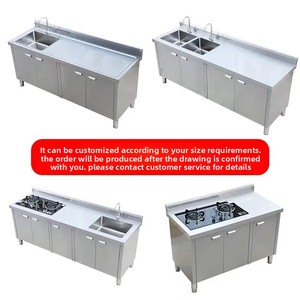 Mobile Lavello <span class=keywords><strong>Cucina</strong></span> Su Misura in Acciaio Inox con Piano Integrato, Rubinetto Singolo Acqua Fredda, Grado 304, <span class=keywords><strong>per</strong></span> Cucine Piccole - Product Image 3