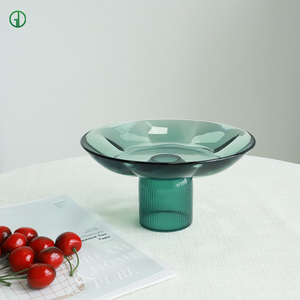 Grande <span class=keywords><strong>assiette</strong></span> de fruits en verre borosilicate <span class=keywords><strong>décorative</strong></span> à pieds hauts personnalisée <span class=keywords><strong>assiette</strong></span> de service écologique de couleur sarcelle <span class=keywords><strong>pour</strong></span> gâteau dessert salade - Product Image 4