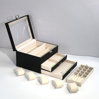 Boîte d'emballage de marque avec estampage à chaud en cuir haut de gamme, fenêtre transparente en PVC, tiroir double couche, interrupteurs métalliques pour cosmétiques