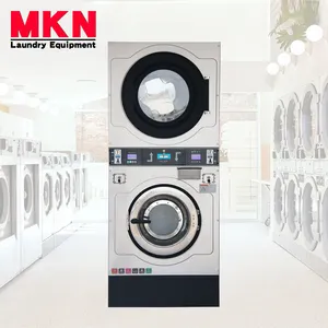 Shanghai MKN peralatan cuci industri 25kg mesin cuci dan pengering tumpuk semua dalam satu mesin