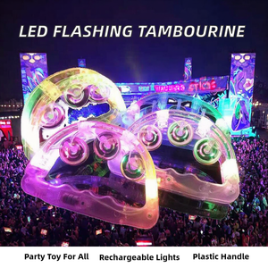 <b>Light</b> up Tambourine Musical Flashing Tambourine Handheld Percussion Instrument Glow Tambourine for Concert LED Hand <b>Flash</b> Bell - Product Image 2