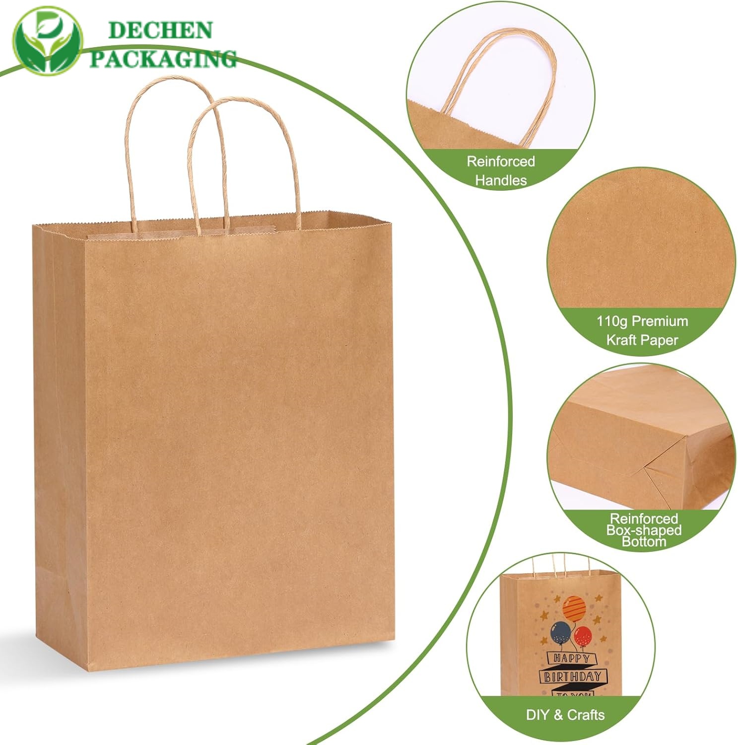 Sacs en papier en vrac avec poignées en gros