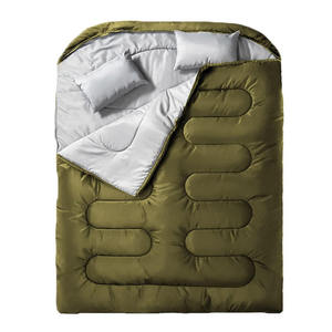 Sacs <span class=keywords><strong>de</strong></span> <span class=keywords><strong>couchage</strong></span> doubles légers et portables en flanelle <span class=keywords><strong>de</strong></span> coton imperméable, chauds pour le <span class=keywords><strong>froid</strong></span>, avec 2 oreillers, pour le camping et les voyages en famille - Product Image 1